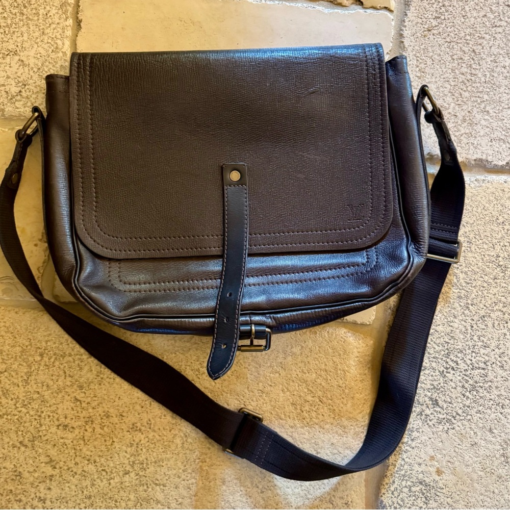 Louis Vuitton Dark Brown Leather Messenger Bag